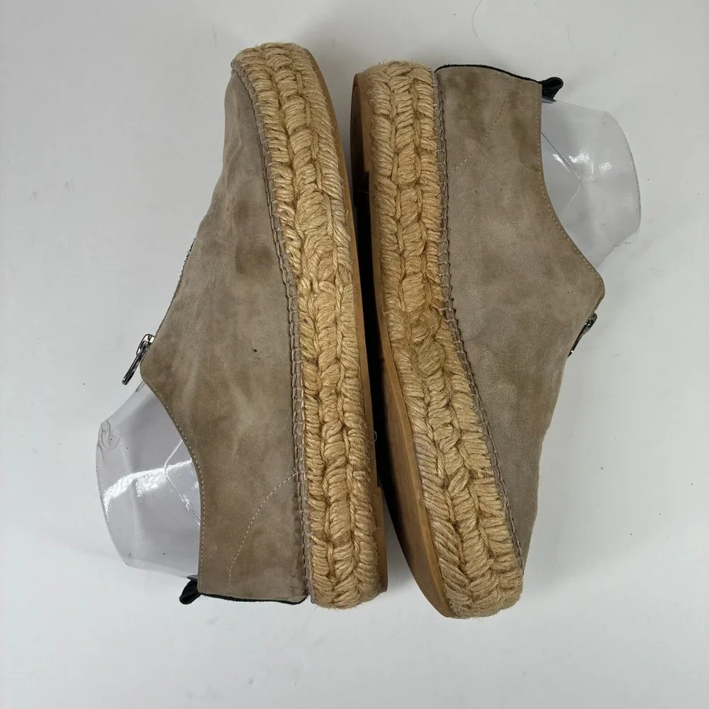 Eric Michael Serena Women's US 8.5–9/39 Taupe Suede Zip Espadrille Platform Shoe